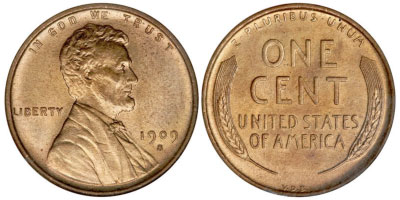 1909-S VDB Lincoln cents, front and back