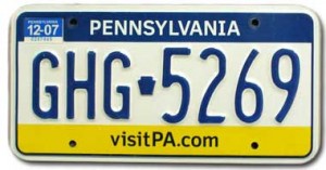 Pennsylvania license plate GHG5269